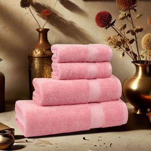 Classic Kasturi 4pc Towel Gift Set, Victorian Pink|509 GSM Cotton